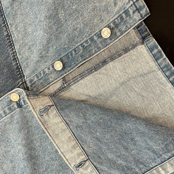 ~ GAP Small Boho Patchwork Denim Mini Dress Button Up 100% Cotton Light/Med/Dark - Picture 12 of 13